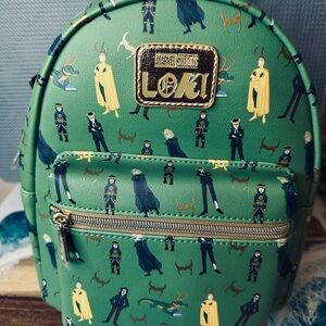 Loungefly Loki Patterned Green Backpack
